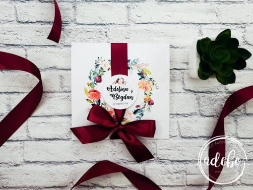 Invitatie nunta Flora - marsala