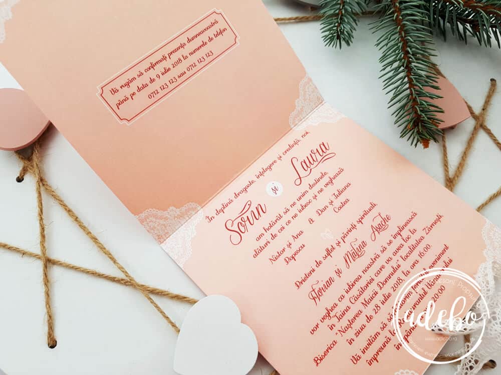 Invitatie nunta dantela