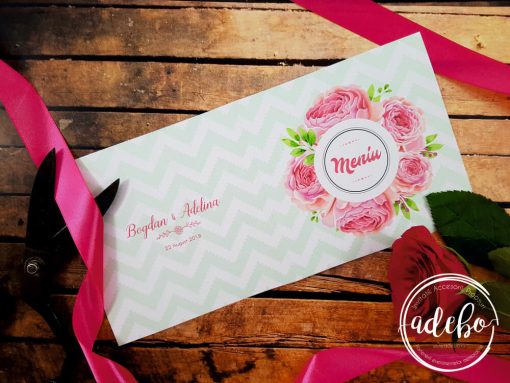 Meniu nunta deschis - flori Bujori