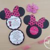 Invitatie botez Minnie Mouse - roz inchis