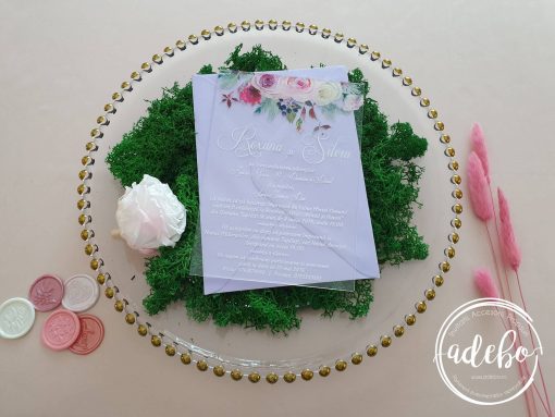 Invitatii nunta plexiglas - Trandafiri - imagine 4