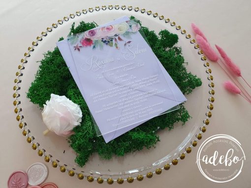 Invitatii nunta plexiglas - Trandafiri - imagine 3
