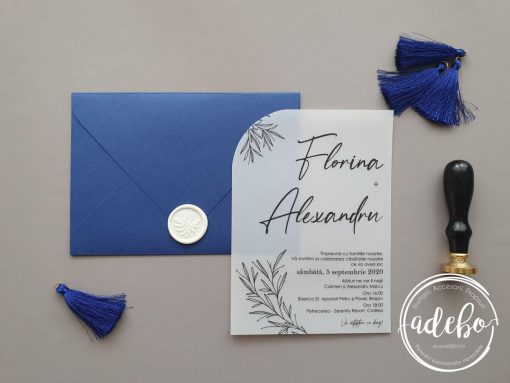 Invitatie nunta Vellum Blue