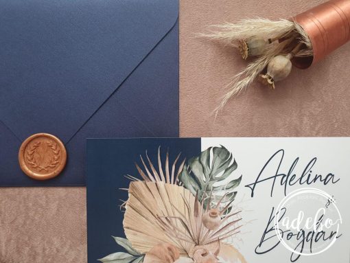 Invitatie nunta Palm & Navy Blue - imagine 4