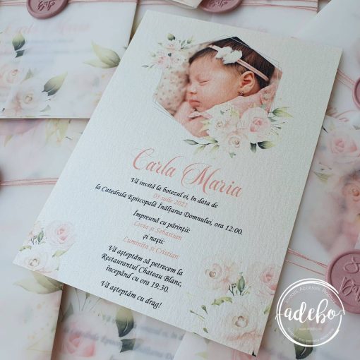 Invitatie de botez Rose 1