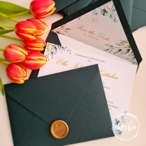 Invitatie nunta Verde dark