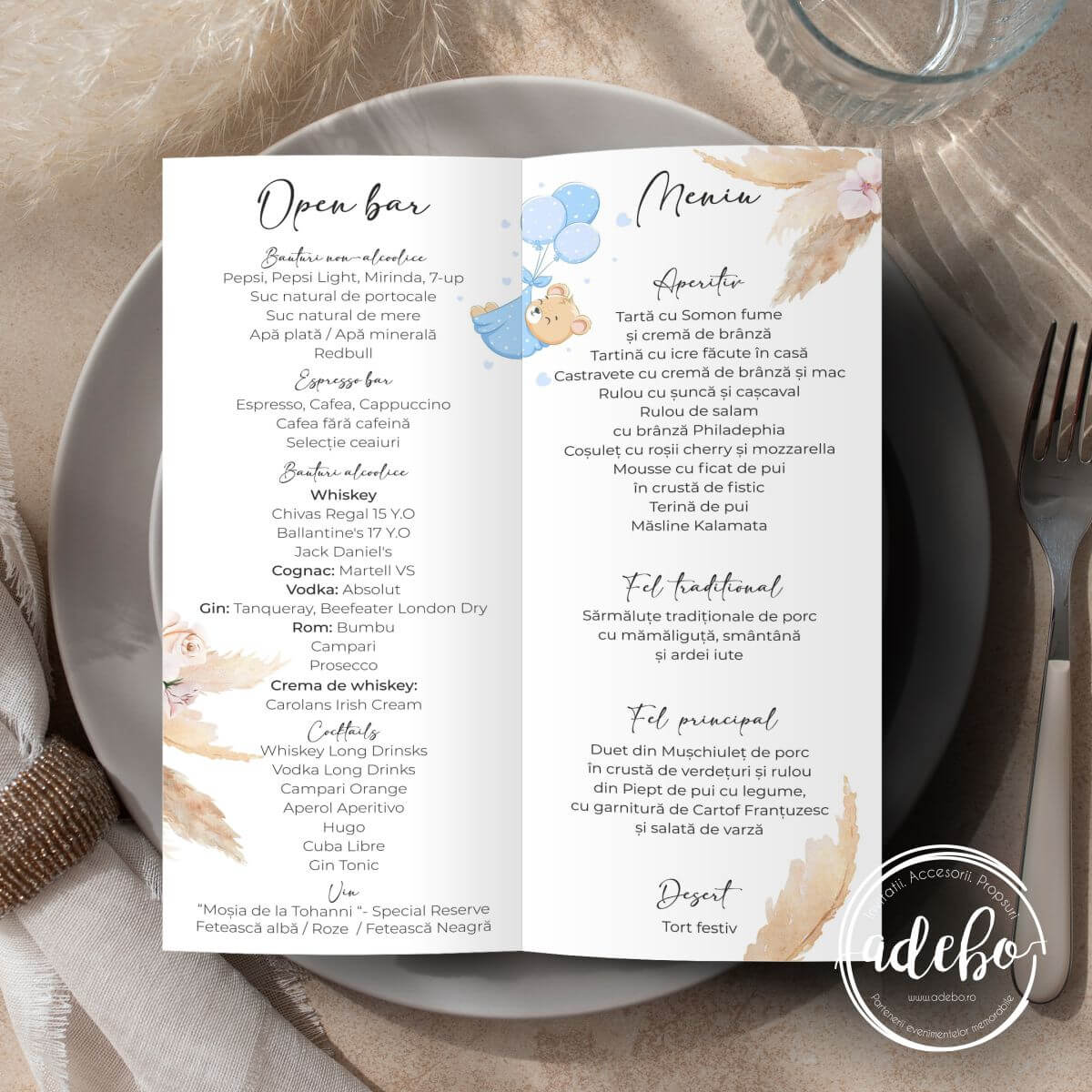 Meniu botez - ursulet si pampas - imagine 3