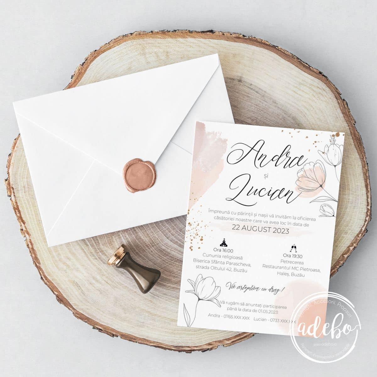 Invitatie de nunta florala