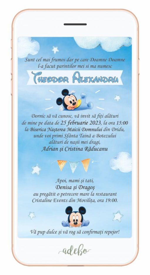Invitatie digitala Mickey Mouse