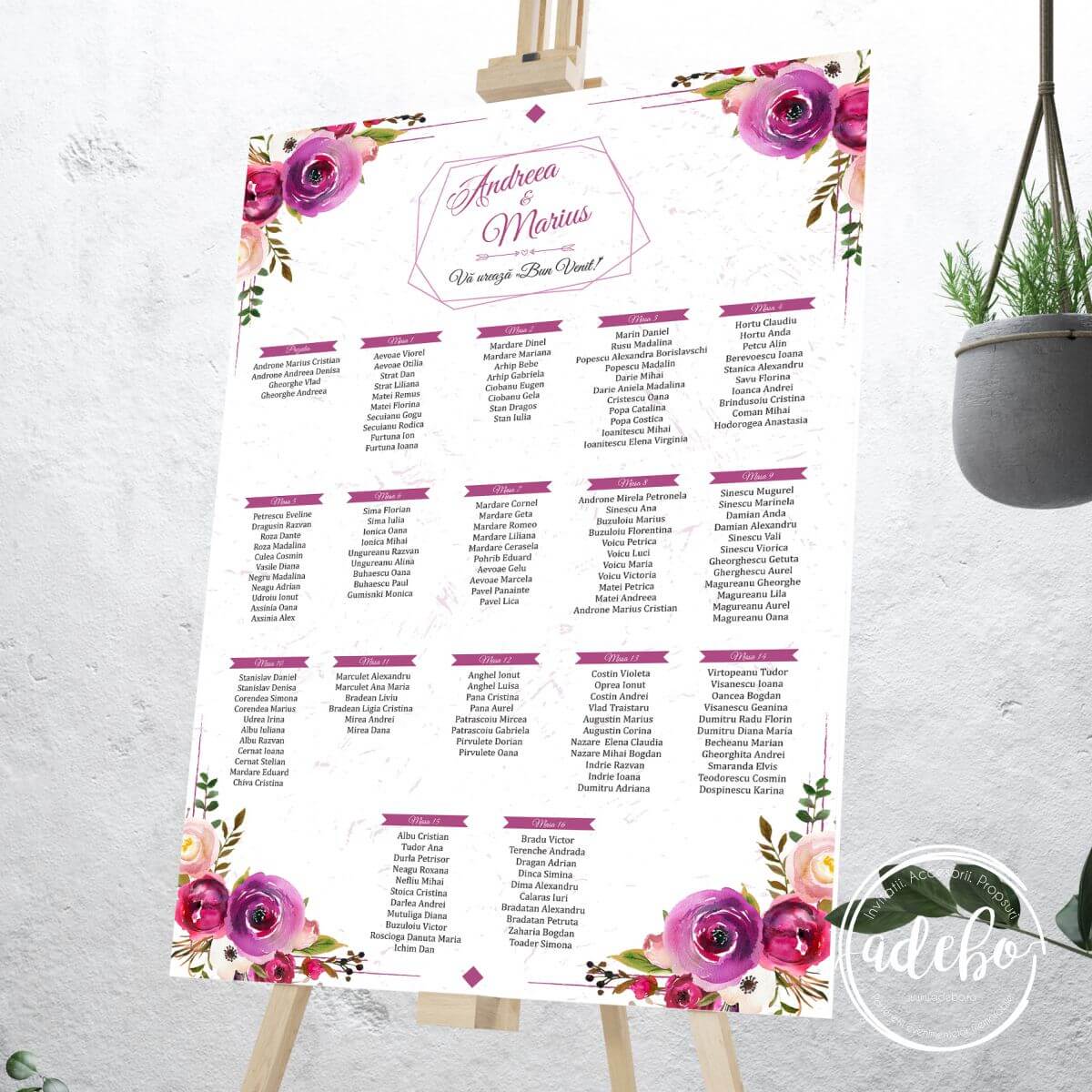 Lista invitati flori mov