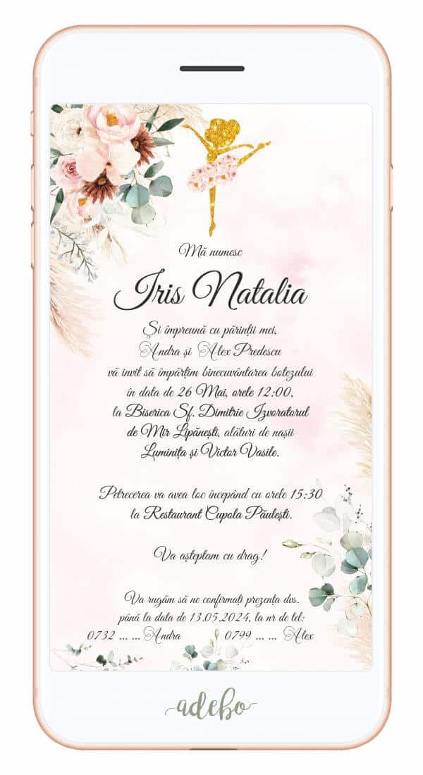 Invitatie digitala - Balerina