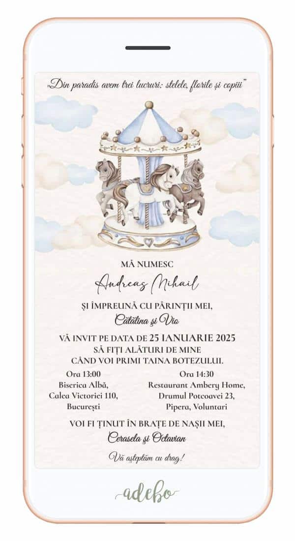Invitatie digitala - Carusel cai