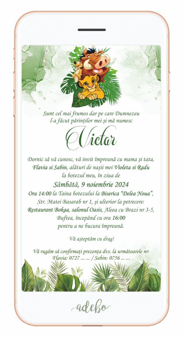 Invitatie digitala Simba regele leu